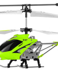 Gyro Stabilized Infrared RC Helicopter with built-in gyro in green, designed for stable indoor flight, S107 style.