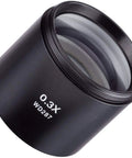 0.3X Barlow Lens For Stereo Microscopes With 48mm Mount Delivers Sweet Boost To Working Distance And Field Of View Great For PA 1F 2F 3F 5F 7F 8F 9F Industrial Microscopes black metal lens marked 0.3X WD287