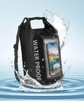 2L Roll Top Waterproof Dry Bag With Integrated Sealed Clear Phone Pouch For Boating Fishing And Travel Heavy Duty Black Dry Pack