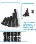 Eight Sizes M2 Pan Head Phillips Machine Screws Set 4mm To 20mm Black Carbon Steel Fasteners Kit With 150 M2 Nuts And 150 Washers 