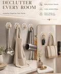 Heavy Duty Adhesive Wall Hooks With Rock Solid Grip, Hexagonal Ripple Texture Built Tough For Towels And Jackets, Mount Flat On Tile Or Glass Without Drilling To Kick Clutter Straight Out The Door. Hooks holding kitchen utensils and bags.