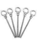 Five Pack One Quarter Inch By Four Inch Stainless Steel Marine Grade Shoulder Eyebolts For Ropes And Cables Outdoor DIY Beefy Heavy Duty