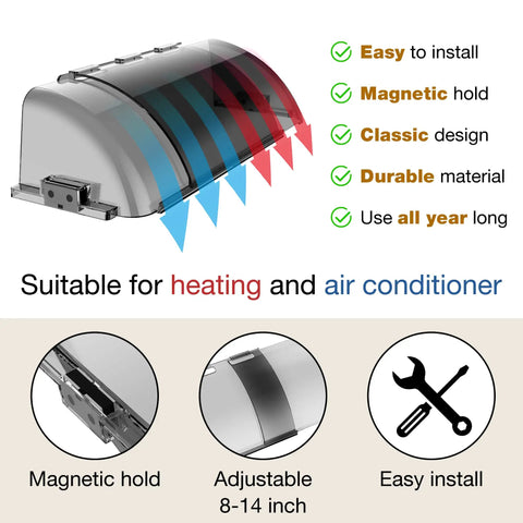 Magnetic Air Deflector For Duct Vents 10 To 14 Inch Adjustable Fits Floor Wall And Ceiling Registers 3 Pack Easy Install Display