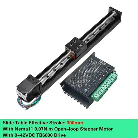 Precision XYZ Axis Linear Guide Rail Motorized Stage With Auto-Lock Feature And Smooth Stepper Drive Kit For 300mm Sliding Table Setup, linear rail and TB6600 driver