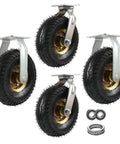 Four Pack Rock Solid Heavy Duty Swivel Trolley Casters With Bump Resistant Rubber Tires For Quiet Shock Absorbing Moves Indoors Or Outdoors, featuring durable steel construction.