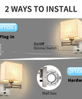 Dimmable Wall Sconce With Swing Arm 7.1 Inch Reading Light Plug In Wall Lamp With Dual USB Ports Flexible Cord Installation Options