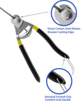 Steel cutter for 1/8 Inch T316 Stainless Steel Cable Railing Kit with sharp carbon blades and nonskid grip for outdoor use.