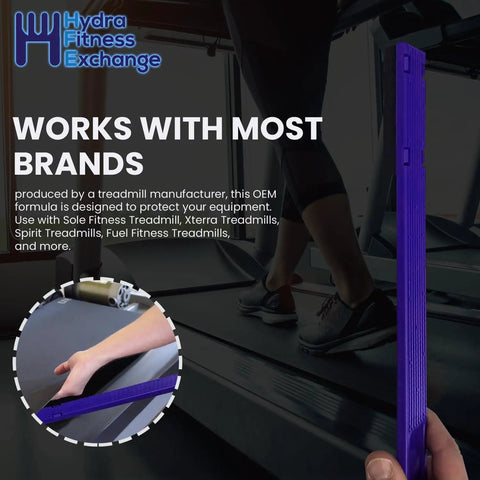 Hand using 16 inch applicator from Treadmill Belt Lubricant Kit With Silicone Lube And 16 Inch Applicator on treadmill
