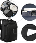 Go-To 45L Carry-On Backpack For Men And Women, Water-Resistant Weekender Travel Bag, interior compartments shown