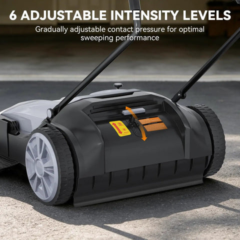 43 Inch Walk Behind Floor Sweeper With 15 Gallon Hopper Heavy Duty Industrial Cleaner For Warehouses. Clears Debris Fast With Side Brushes And Big Capacity Dustpan Save Time On Large Commercial Floors Today