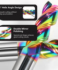 Three Piece 1/4 Inch Tungsten Carbide End Mills Set With 3 Flutes DLC Coated For Aluminum And Copper Alloys CNC Milling Bits Perfect For Finishing And Slotting With Pro Grade Power showing 45° helix angle design and double mirror polishing
