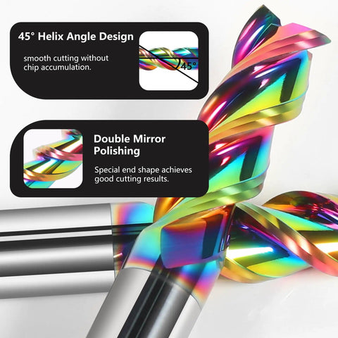 Two Flute Tungsten Carbide Micro End Mills Set For Aluminum And Copper Alloys DLC Coated Square End Mills For CNC Milling Bits