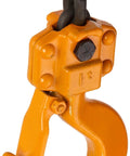 Close-up of CF Hand Chain Hoist With Hook Mount 1 Ton Capacity 20 Ft Lift, showing hook and chain; die cast aluminum body visible.