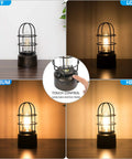 3 Way Dimmable Touch Table Lamp For Small Spaces Industrial Bedside Lamp With Steampunk Antique Vibe Nightstand Desk Lamp For Bedroom And Living Room Bulb Included Easy Tap Controls showing different brightness levels