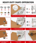 Step-by-step instructions for using All In One Snap Kit For Fabric And Leather Grab And Go With 192 Pcs T5 Plastic Snaps.