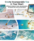 Coastal Sea Resin Art Kit For Teens And Adults With UV Light All-Inclusive Beginner Friendly DIY Beach Craft Gift Set For Coastal Decor Glowing Ocean Scene Frames Pigments And Tools Included with sand and shells.