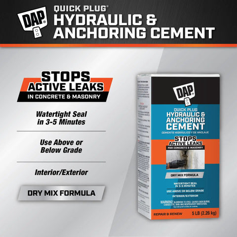 Product image of Professional Grade Fast Setting Hydraulic Cement 5 lb container for sealing basement leaks and anchoring fence posts.