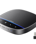 Compact Conference Speakerphone With USB C And Bluetooth, Zoom Rooms And Google Meet Certified, with control buttons and dongle