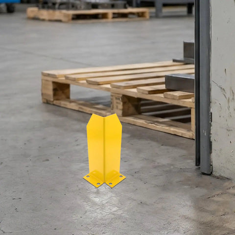 Heavy Duty Steel Pallet Rack Guard With Double Sided Upright Impact Shield For Warehouse Forklift Smash Protection Storage Column Bumpers And Rack Leg Armor