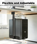 Dead Easy Under Desk PC Holder And Wall Mount Computer Tower Stand With 77 Lb Capacity adjustable height under desk PC holder with width and height adjustments.