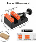 Compact Mini Bench Vise Featuring Smooth Parallel Jaw Clamping For Precision Watch Repair Sculpture Diy Carving And Home Shop Projects Built Different Heavy Duty with dimensions and included accessories.