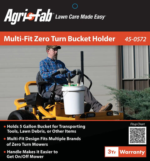 Multi-Fit Zero Turn Bucket Holder with 5 Gallon Bucket and Warranty