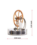Low Temperature Stirling Engine Model Kit For Hands On Mechanical Skills And STEM Education Educational Toy Demonstrator Showcasing Heat To Power With Glass Cylinder side view