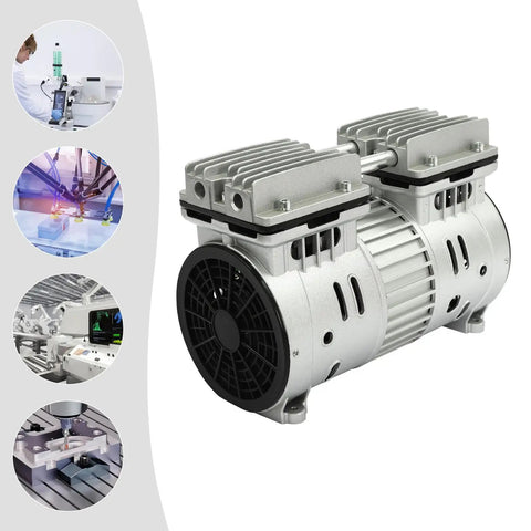 Silent Oil Free Vacuum Pump 550W 110V Portable Air Compressor With Attached Silencer Low Noise Oilless Design High Efficiency Copper Motor 1700Rpm Quick Heat Dissipation Compact And Versatile Tool