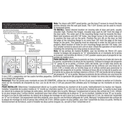 Installation instructions for Hinged Bar Lock For High Security Door Guard In Diecast Zinc With Classic Bronze Finish.