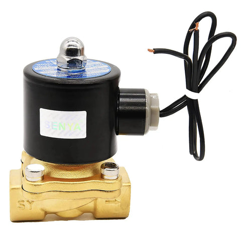 Half Inch Brass Electric Solenoid Valve 110V AC For Water Air Gas Fuel Oil, Normally Closed, Model 2W160-15, front view