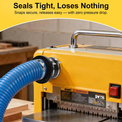 Magnetic Dust Collection Fittings For 4 Inch Shop Vacuums With Mag Port Connector And 2 Couplers attached to woodworking planer