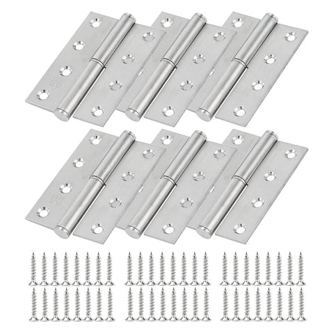 12-pack 4-inch stainless steel lift-off door hinges with screws, front view for indoor/outdoor use