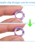 Close-up of 8mm purple clip from 100 Pcs 8mm Birds Leg Rings Set With 10 Colors And Readable Numbers 0 To 100 Easy Clip On Identification Bands