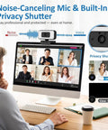 2K Webcam With Built In Ring Light Ultra HD Web Camera For Desktop Computers Delivers Crisp 30Fps Footage Optimized For Smooth Video Calls Online Learning And Content Creation A Legit Daily Driver in a video call with privacy shutter.