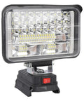 Mingzhe Cordless LED Flood Light 50W with USB Ports, rectangular design with multiple LEDs, adjustable mount, and on/off switch.