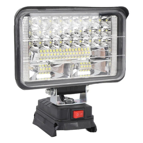 Mingzhe Cordless LED Flood Light 50W with USB Ports, rectangular design with multiple LEDs, adjustable mount, and on/off switch.