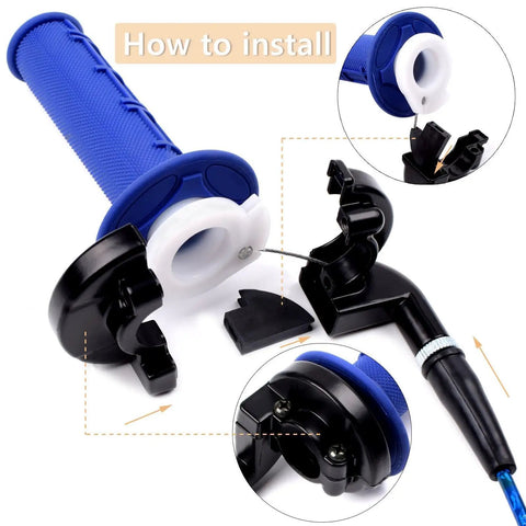 Seven Eighths Inch Twist Throttle Grip And Cable Set For 50cc To 250cc Dirt Bikes Fits SSR Coolster Apollo CRF50 Pit Bike Mini Bike Pocket Bike In Blue