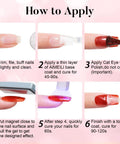Step-by-step application for Cat Eye Gel Nail Polish Set With Magnetic Kit, 12 Colors 5ml Bottles, Shimmer Glitter Gel Polish