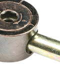 Close-up of Bronze Cam Lock Fasteners for Furniture, heavy duty connectors with carbon steel and zinc alloy build for beds.