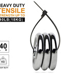 100 Pcs 8 Inch Heavy Duty Zip Ties 40 Lbs Tensile Strength Releasable And Reusable Nylon PA66 Self Lock Cable Ties For Garden Plants Vines And Home Office Projects holding weights, showcasing durability.
