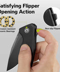 Regulatron Folding Knife For Your Go To Everyday Carry Knife With 2.98 Inch NitroV Blade, flipper opener detail with hand