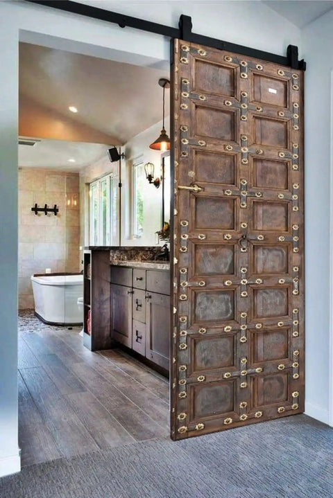 Hand Carved Rustic Authentic Doors For Interior And Exterior Use Antique Barn Door Style Custom Size 71 By 34 Inches Sliding