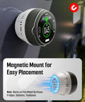Portable Carbon Monoxide Detector With Ambient Light, Magnetic Mount And Metal Hook, Travel CO Monitor on metal surface