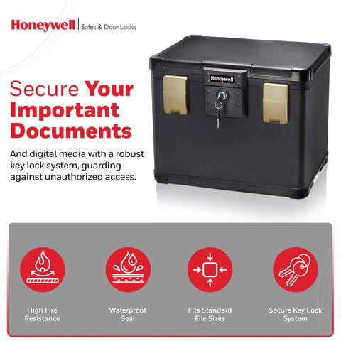 Fireproof And Waterproof No Nonsense Filing Safe Box For Home With Heavy Duty ABS Plastic Fits Letter And A4 Files with key lock
