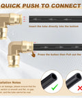 Brass 1/4 Inch 90 Degree Swivel Union Elbow Air Line Connector DOT Approved Five Pack For Pneumatic Tools Built Tough Pro Grade CA360 Brass Fittings, 250 PSI Max, Wide Temperature Range From Minus 40F To 160F, Corrosion Resistant. Brass 90-degree push-to-connect elbow with air tube insertion guide