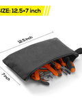 4 Pack Canvas Tool Pouches With Zippers, 16 Oz Heavy Duty Small Tool Bags holding tools, size 12.5x7 inches, shown in gray.