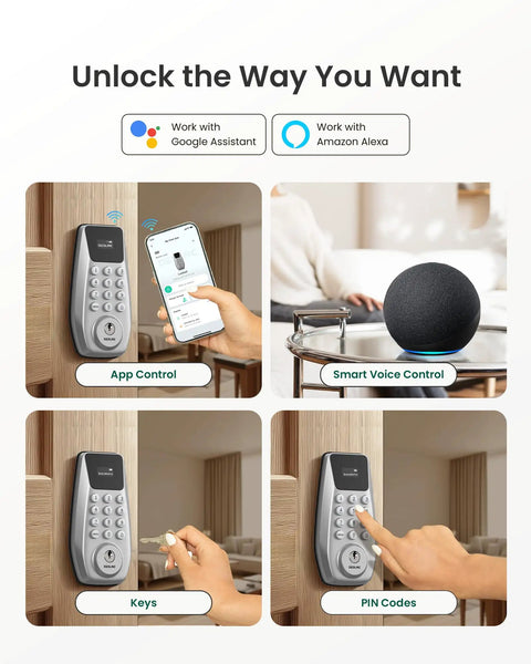 Smart Lock With Built In WiFi Keyless Entry And Display No Key Needed Front Door Deadbolt For Home And Rental Use 100 PIN Codes