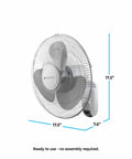 Side view of 16 Inch Remote Control Oscillating Fan With Quiet 3 Speed Settings, 90 Degree Airflow, Timer And Sleep Modes For Bedroom, Office Or Gym, Space Saving Wall Fan Delivering Instant Chill Comfort.