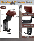 Heavy Duty Bike Helmet Wall Mount With Two Key Hooks Solid Wood Base And Steel Frame Rugged Gear Hanger dimensions