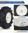 13x5.00-6 Tubeless Tiller Tire And Wheel Set showing hub and bore diameter details for agriculture equipment